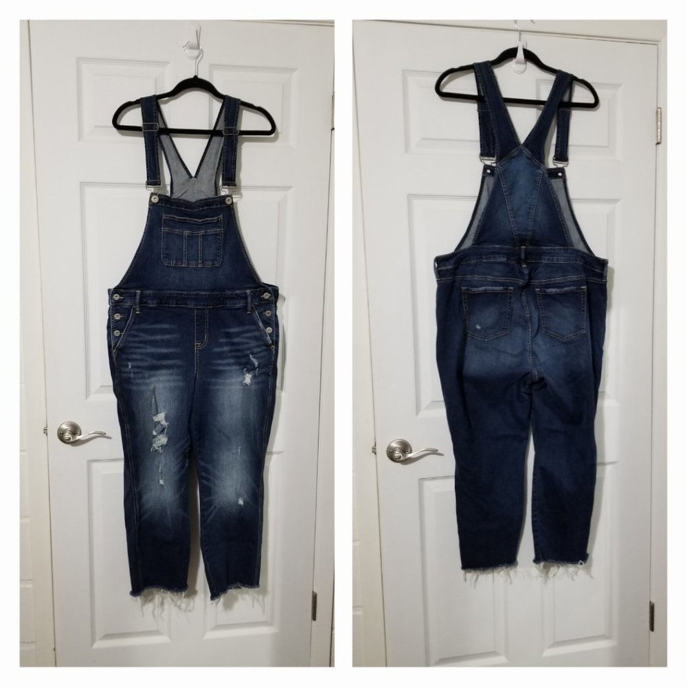 COPY - COPY - Torrid Distressed Cropped Bib Overalls Size 18